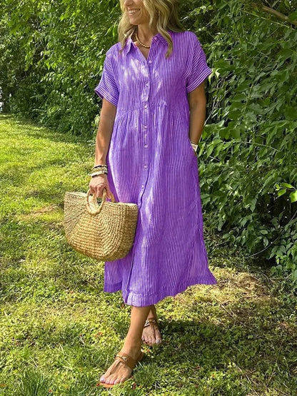 Image of Michelle | Dames Midi-jurk met Knopen