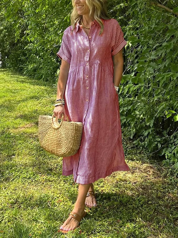Image of Michelle | Dames Midi-jurk met Knopen