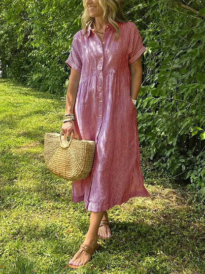 Image of Michelle | Dames Midi-jurk met Knopen