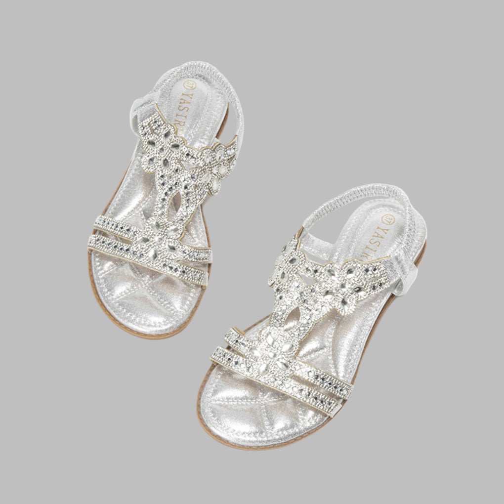Image of Michelle | Dames Versierde Platte T-Strap Sandalen