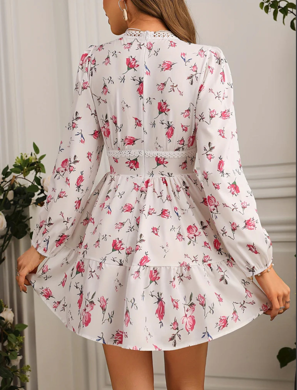 Image of Mila | Dames Lange Mouw V-Hals A-Lijn Mini Jurk