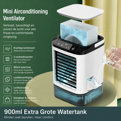 Mini Airconditioner met Luchtbevochtiger & 900ml Tank