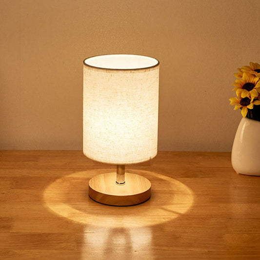 Minimalistische tafellamp van vlas en hout