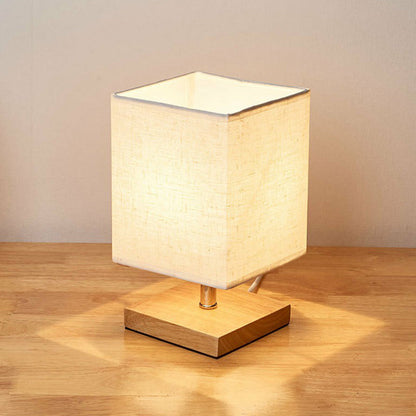 Minimalistische tafellamp van vlas en hout