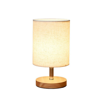 Minimalistische tafellamp van vlas en hout