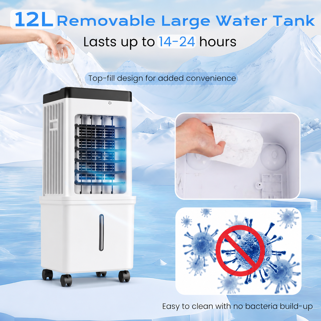 Mobiele Verdampingsluchtkoeler met 12L Tank & Afstandsbediening - Image 1
