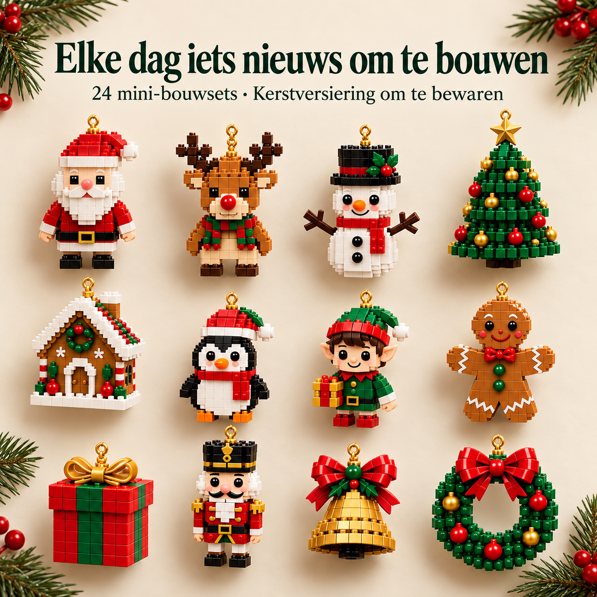 Een selectie van de bouwbare kerstornamenten