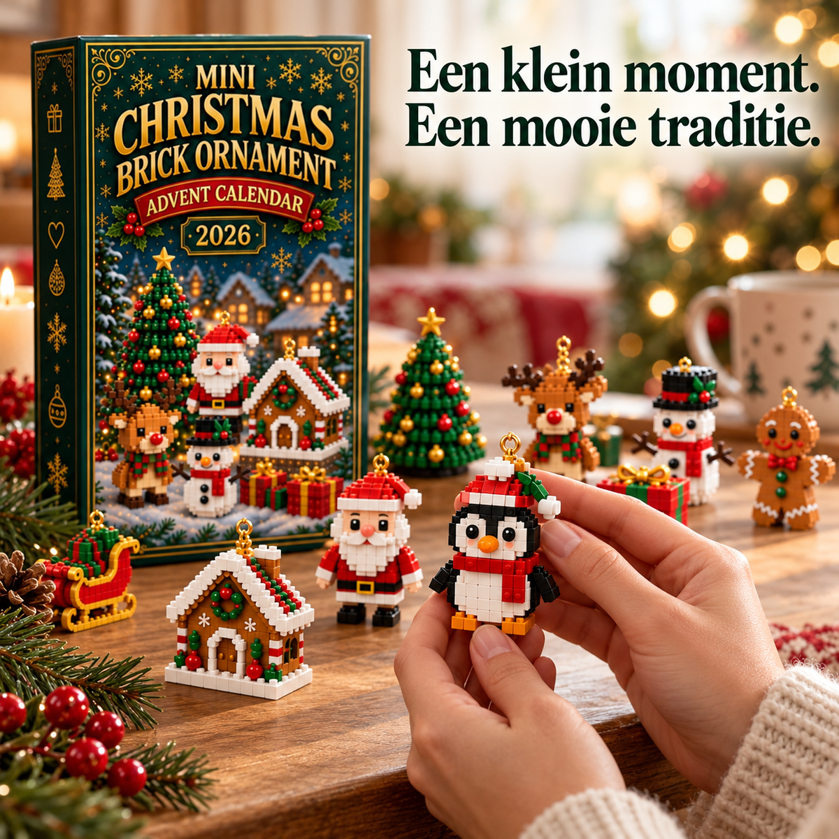 Een dagelijks bouwmoment met kerstornamenten
