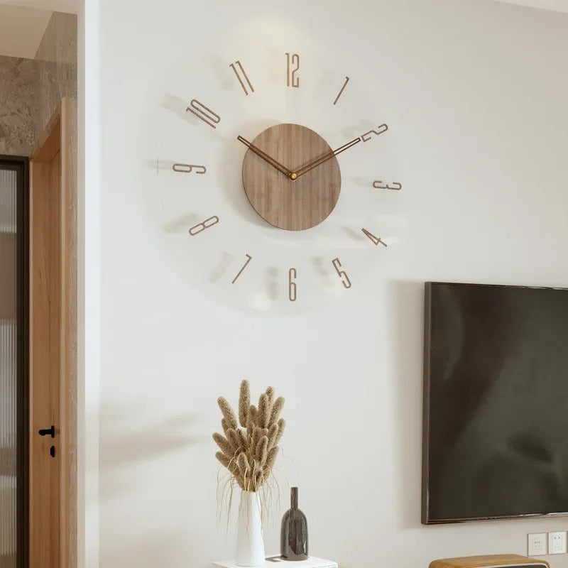 Moderne houten wandklok – Minimalistisch en elegant design voor de woonkamer