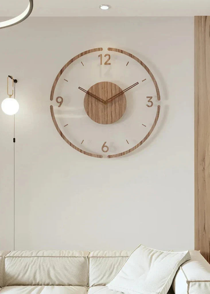Moderne houten wandklok – Minimalistisch en elegant design voor de woonkamer