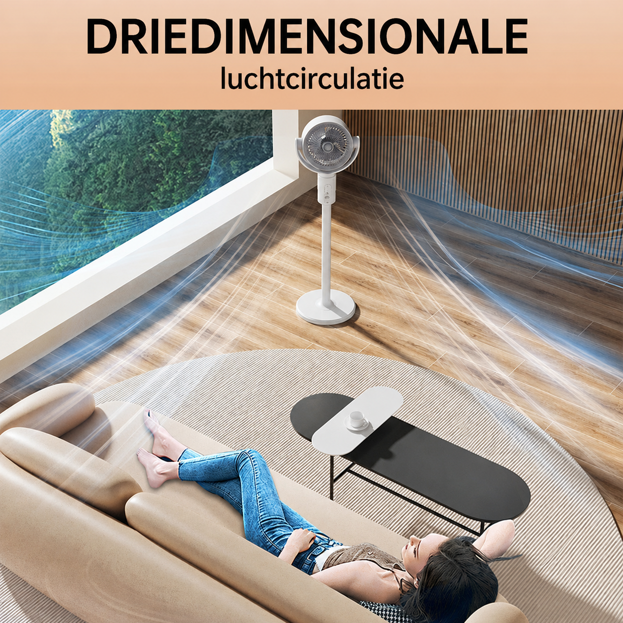 Staande Ventilator met Afstandsbediening – Stil (<36 dB), Luchtbereik tot 30 m, Luchtstroom 2465 m³/u en 5 Snelheden