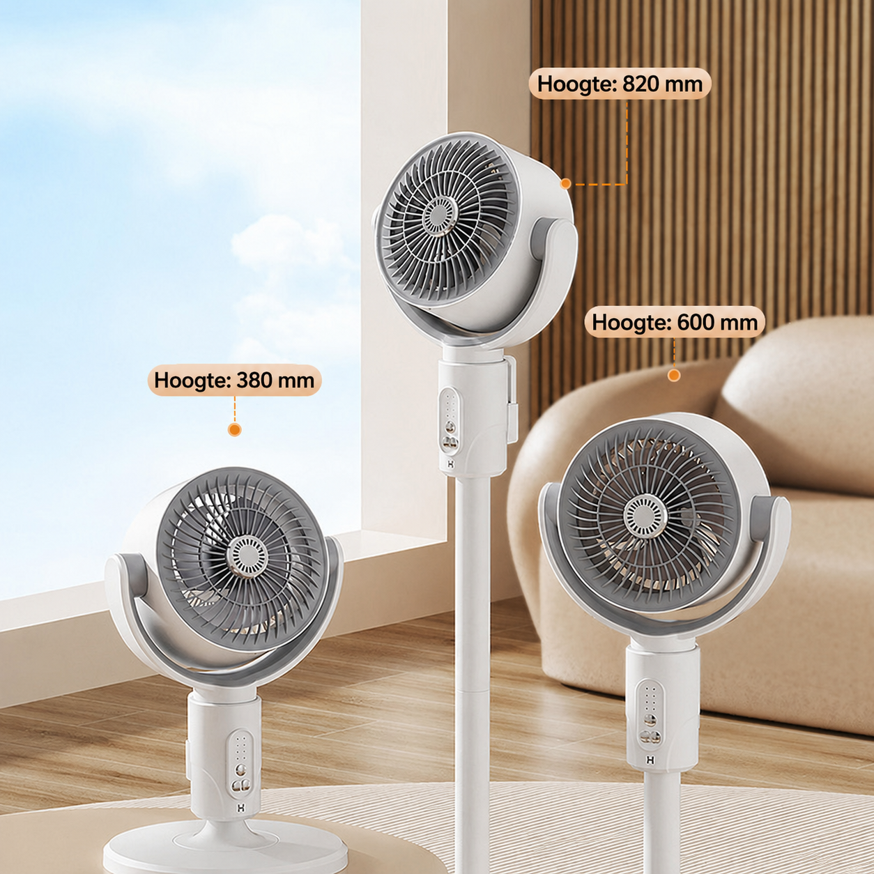 Staande Ventilator met Afstandsbediening – Stil (<36 dB), Luchtbereik tot 30 m, Luchtstroom 2465 m³/u en 5 Snelheden
