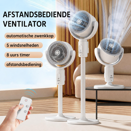 Staande Ventilator met Afstandsbediening – Stil (<36 dB), Luchtbereik tot 30 m, Luchtstroom 2465 m³/u en 5 Snelheden