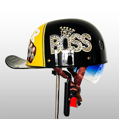 Motorhelm in honkbalpetstijl