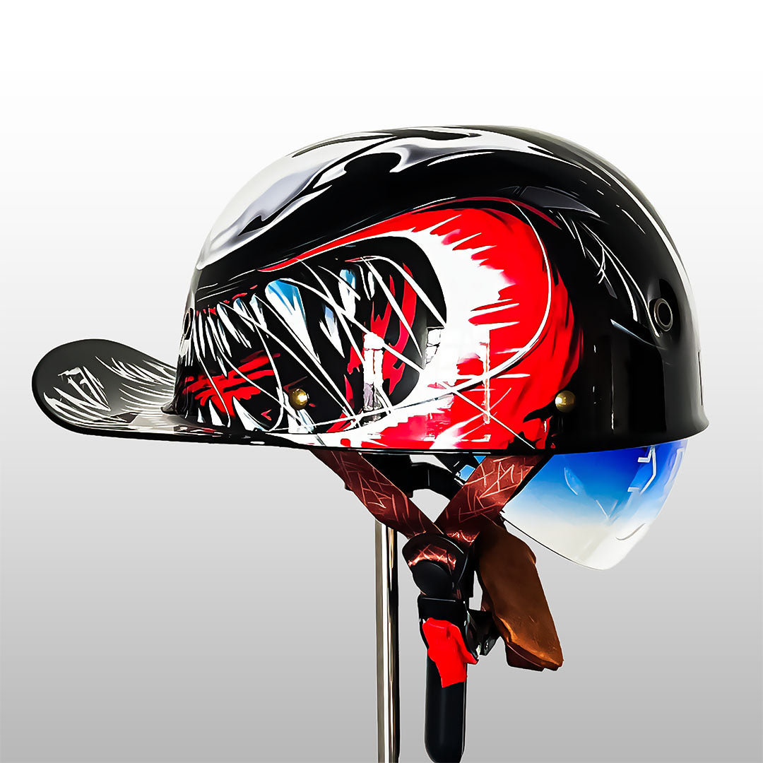 Motorhelm in honkbalpetstijl