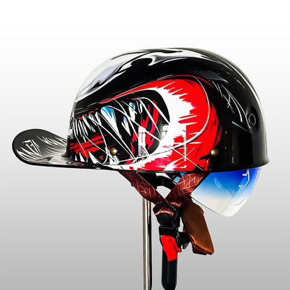 Motorhelm in honkbalpetstijl