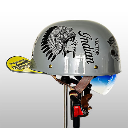 Motorhelm in honkbalpetstijl
