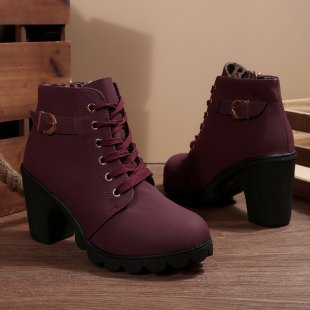 Image of Nicole | Dames Veterschoenen Blokhak Enkellaarsjes