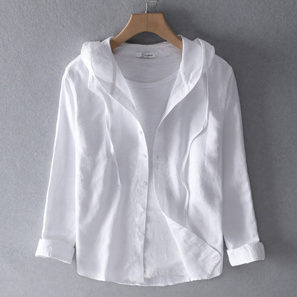 Image of Noa | Dames Blouse met Capuchon en Knoopsluiting