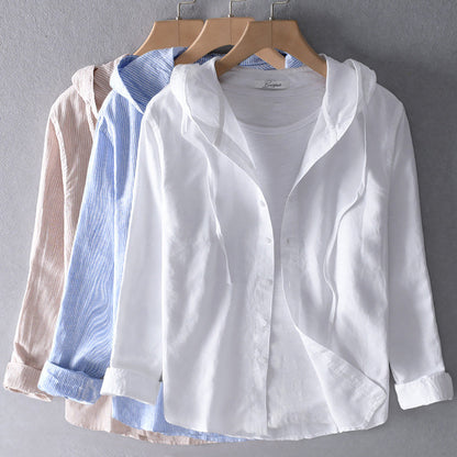 Image of Noa | Dames Blouse met Capuchon en Knoopsluiting