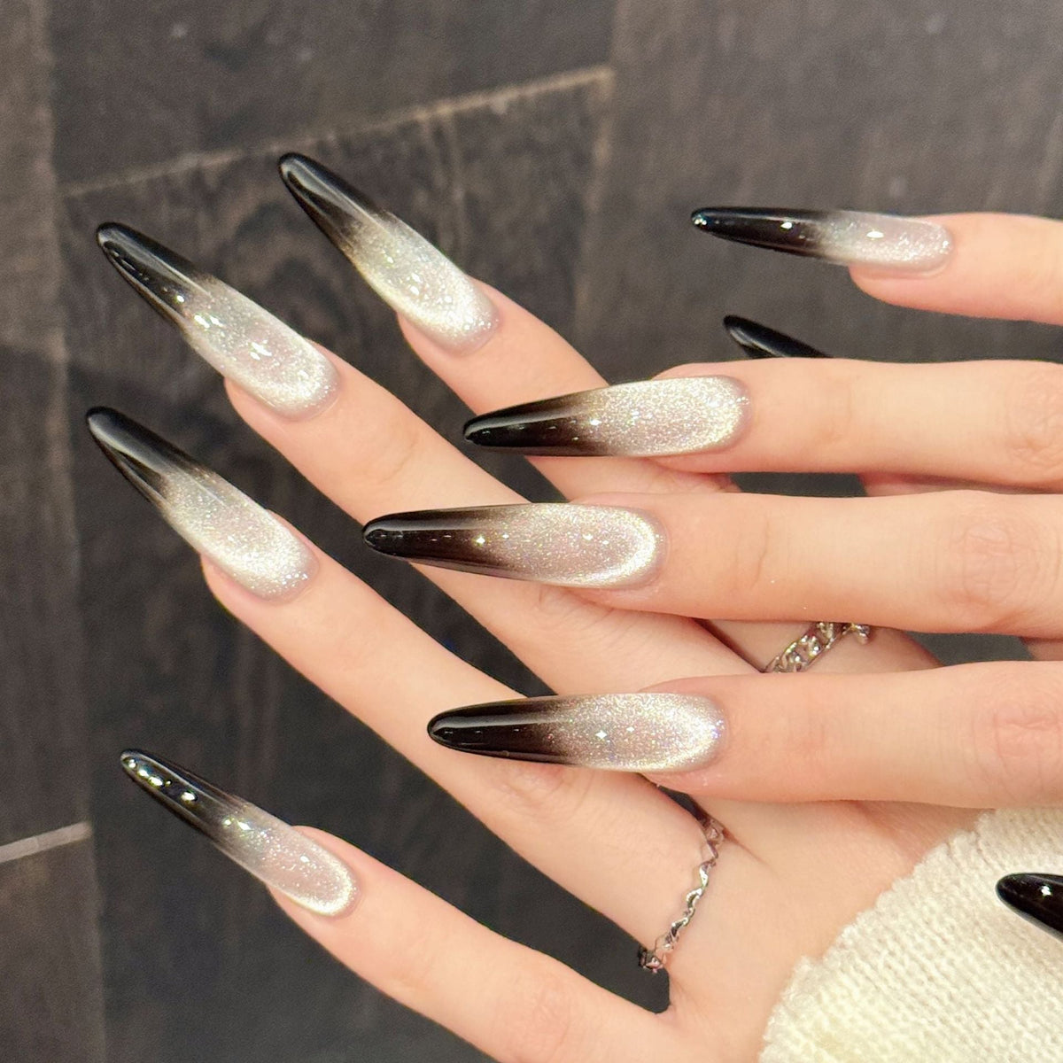 Ombré stiletto plaknagelset