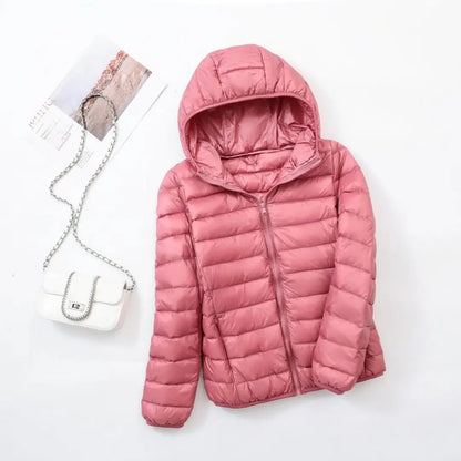 Omkeerbare donsjas voor dames met getailleerd silhouet