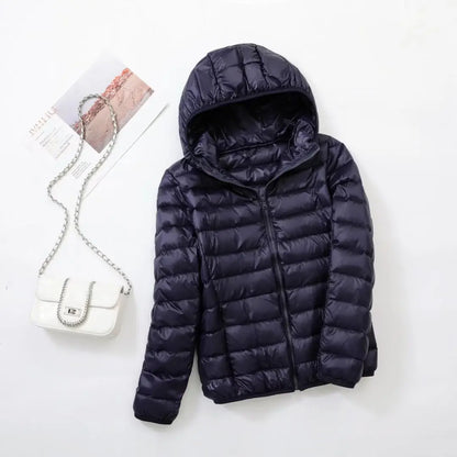 Omkeerbare donsjas voor dames met getailleerd silhouet