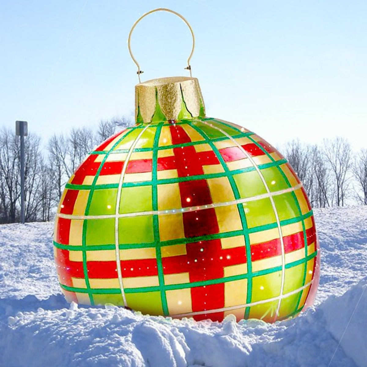 Opblaasbare kerstbal met sneeuwvlokpatroon