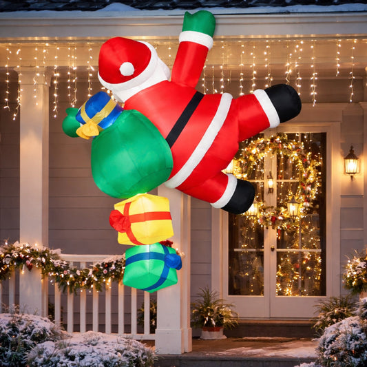 Opblaasbare klimmende kerstman met ledverlichting - Kerstdecoratie voor buiten
