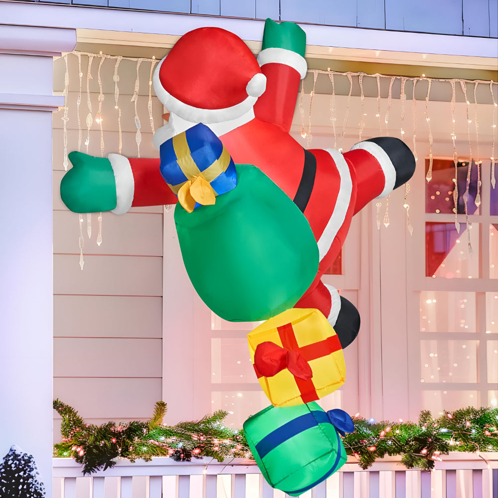 Opblaasbare klimmende kerstman met ledverlichting - Kerstdecoratie voor buiten