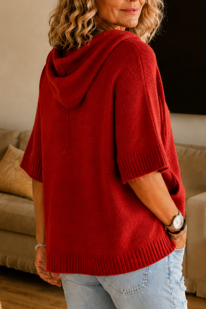 Opengewerkte gebreide hoodie met trekkoord en distressed-look