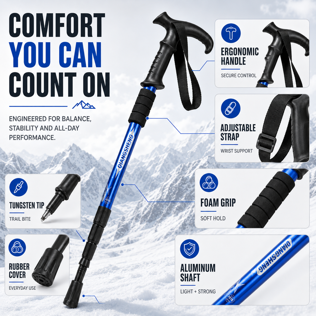 Opvouwbare telescopische trekkingstok