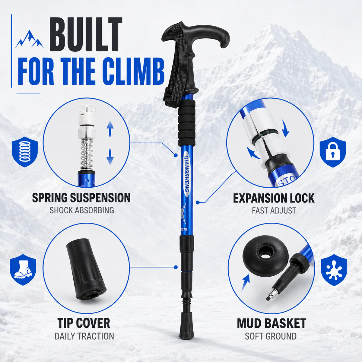 Opvouwbare telescopische trekkingstok