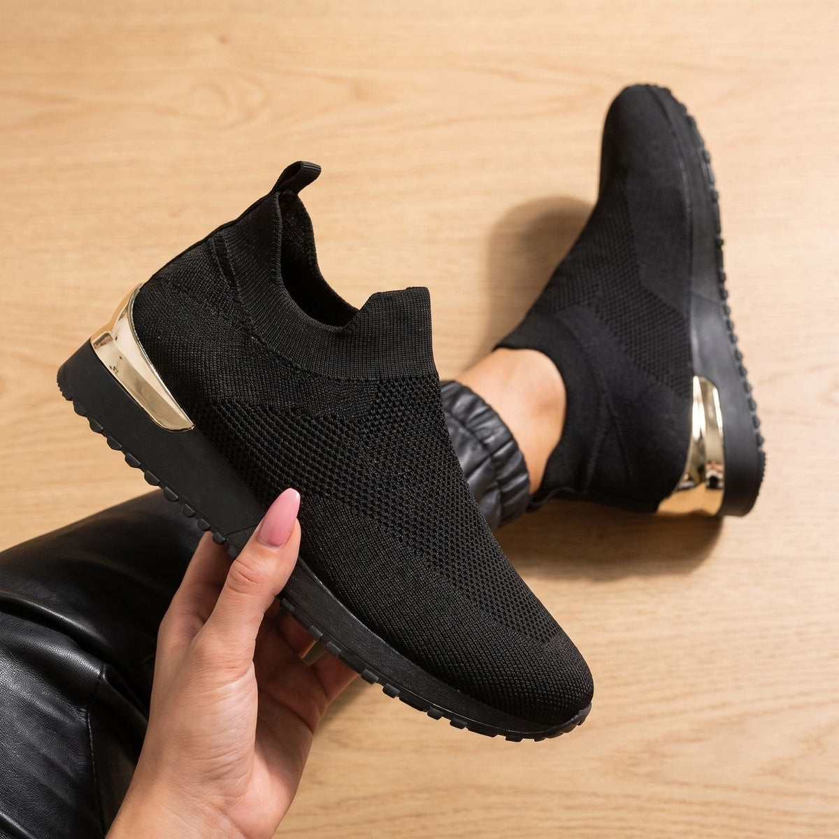 Orthopedische gebreide instapsneakers voor dames met voetboogondersteuning