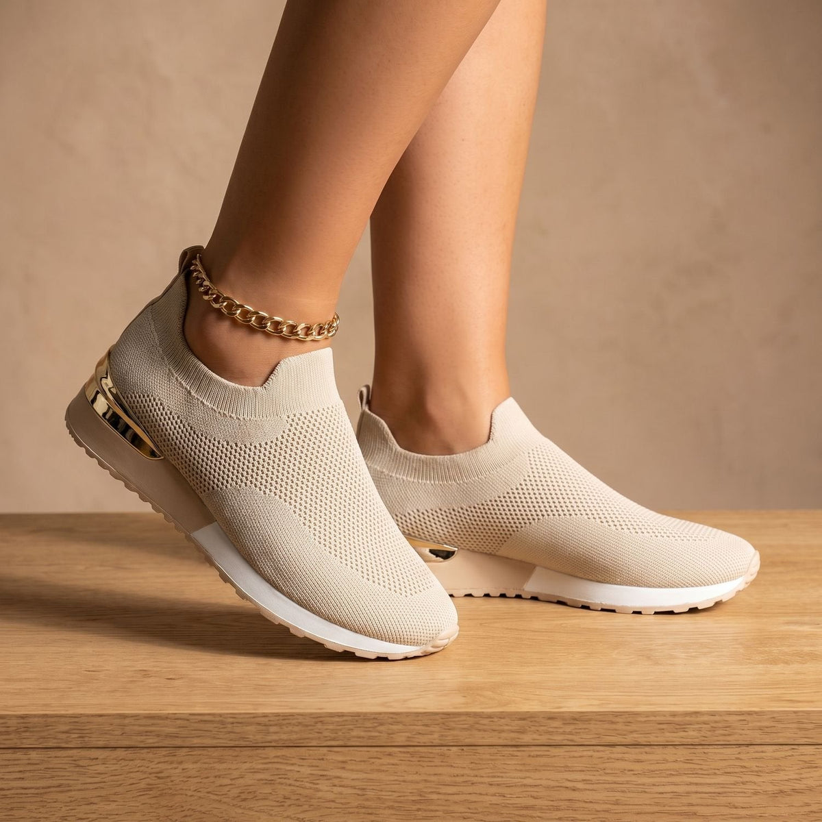 Orthopedische gebreide instapsneakers voor dames met voetboogondersteuning