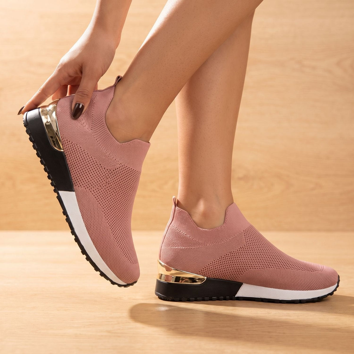 Orthopedische gebreide instapsneakers voor dames met voetboogondersteuning
