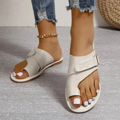Orthopedische leren damessandalen met hallux valgus-correctie