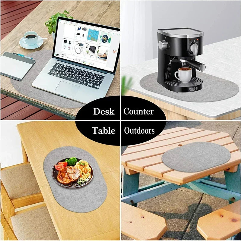 Ovale placemats van kunstleer - Hittebestendig en antislip