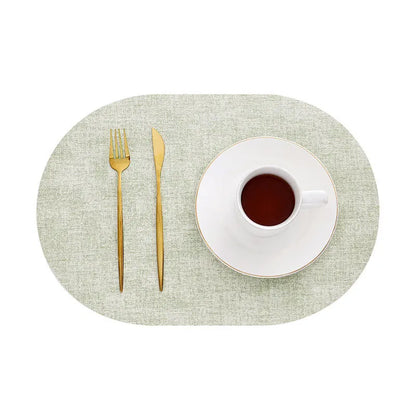 Ovale placemats van kunstleer - Hittebestendig en antislip