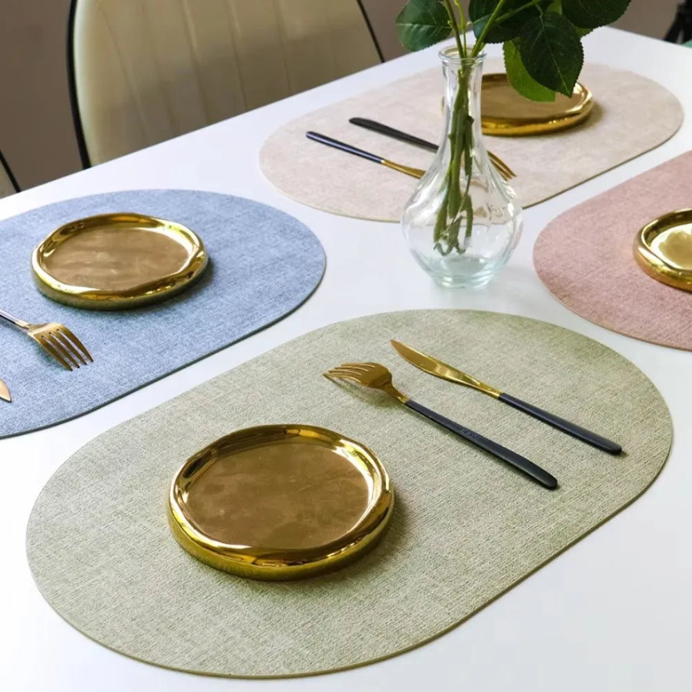 Ovale placemats van kunstleer - Hittebestendig en antislip