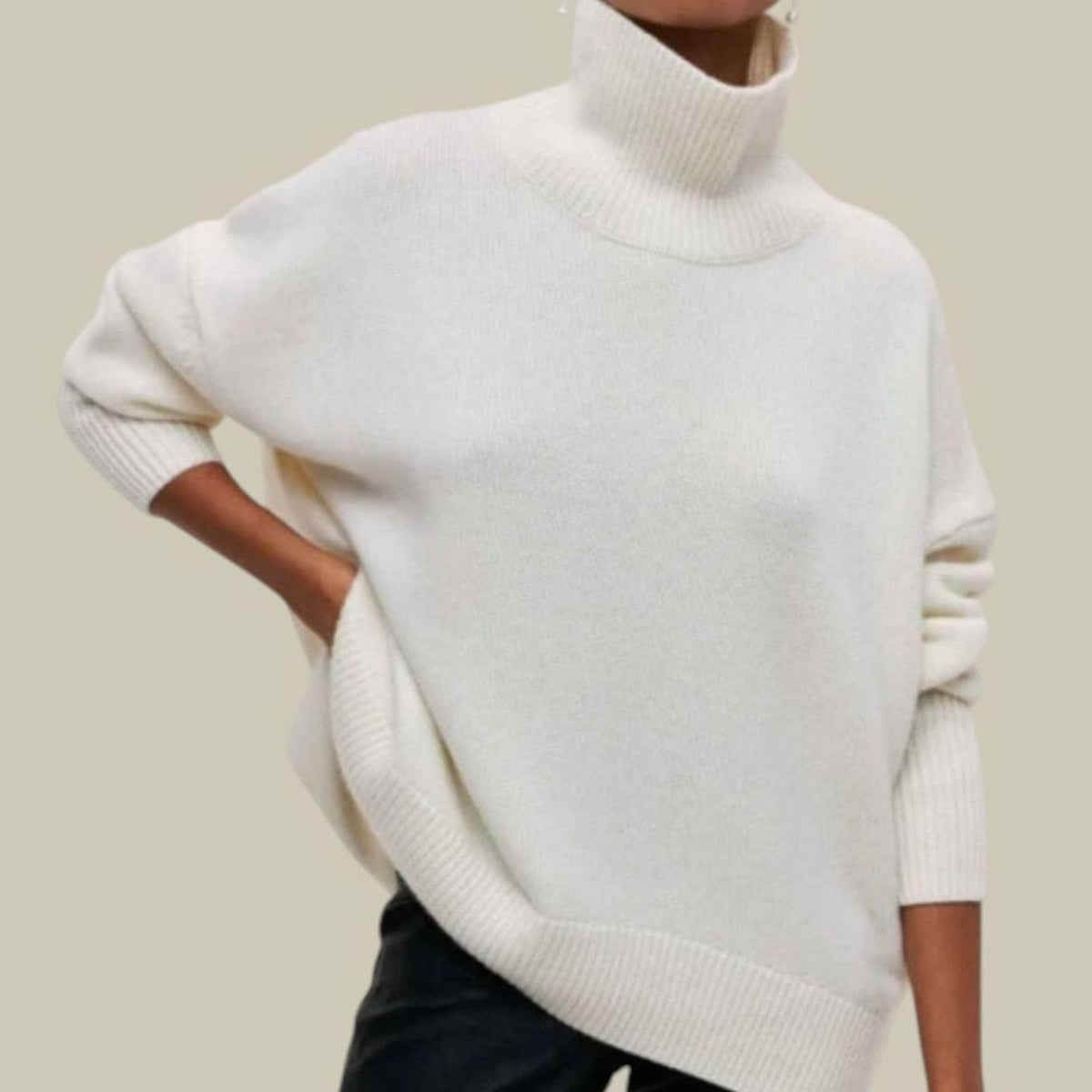 Oversized coltrui met losse pasvorm voor dames - comfortabele gebreide trui