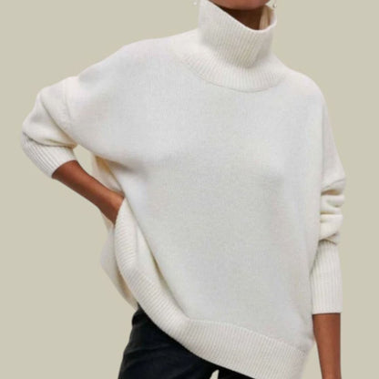 Oversized coltrui met losse pasvorm voor dames - comfortabele gebreide trui