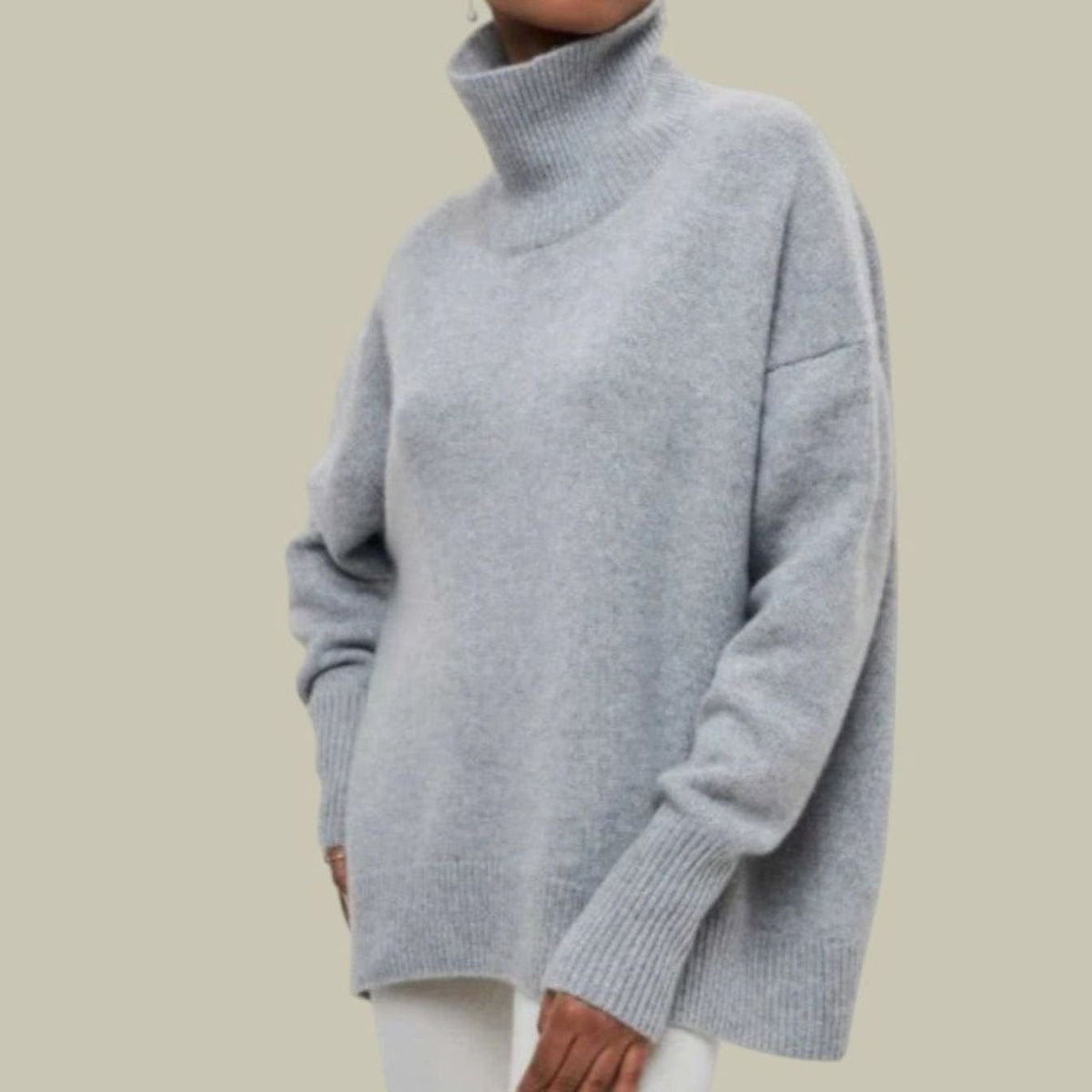 Oversized coltrui met losse pasvorm voor dames - comfortabele gebreide trui