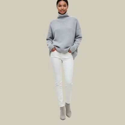Oversized coltrui met losse pasvorm voor dames - comfortabele gebreide trui