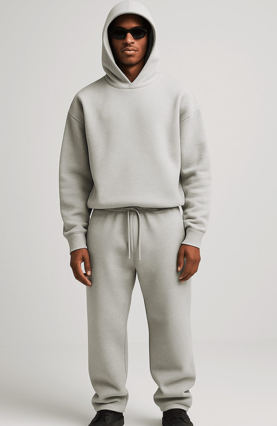 Oversized fleece joggingpak voor heren met hoodie en joggingbroek