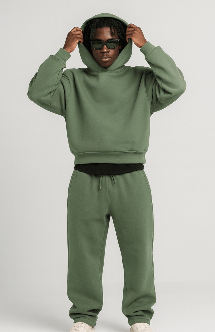 Oversized fleece joggingpak voor heren met hoodie en joggingbroek
