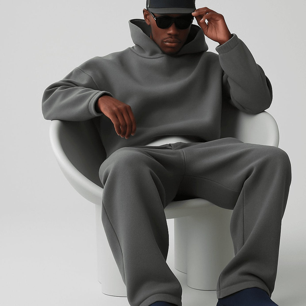 Oversized fleece joggingpak voor heren met hoodie en joggingbroek