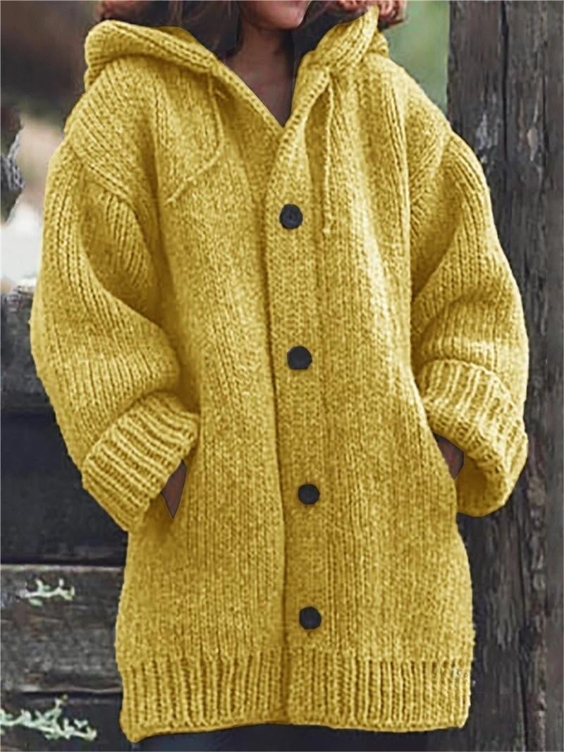 Oversized gebreid damesvest met capuchon