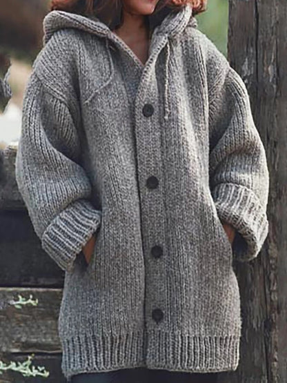 Oversized gebreid damesvest met capuchon