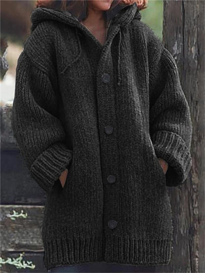 Oversized gebreid damesvest met capuchon